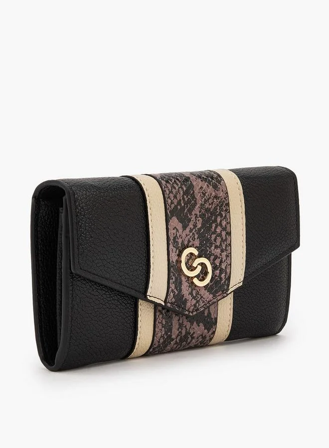 سيليست Textured Wallet With Snap Button Closure